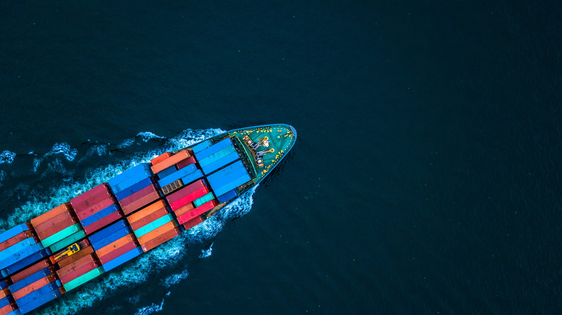 Aerial view from drone, Container ship or cargo shipping busines